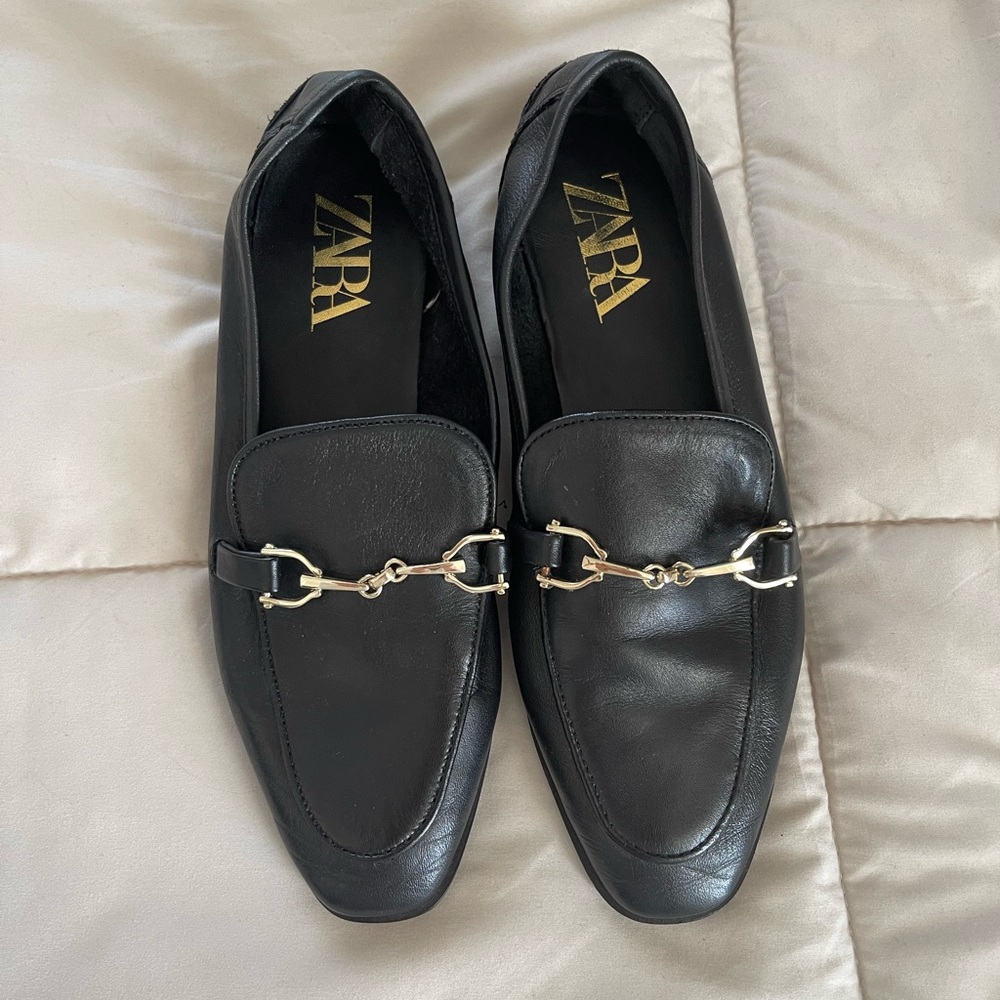 Zara leather loafers shoes